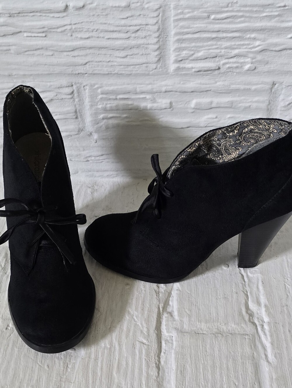 Xhilaration Black Lace-Up Ankle Booties